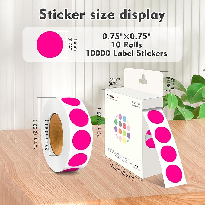 PARLAIM 3/4 Inch Roll Color Coding Labels, 10000 per 10 Rolls Round Permanent - Image 2