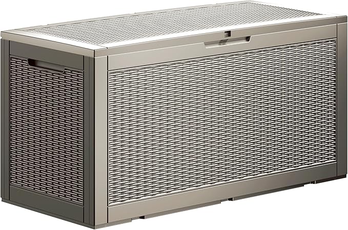 TARKARI 100 Gallon Lockable Resin Deck Box, Waterproof & UV-Resistant Outdoor by Home