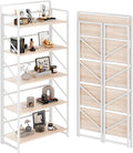 JSB Folding Bookshelf, Industrial Storage Shelves, No Assembly Vintage Wood by HomeFurniture