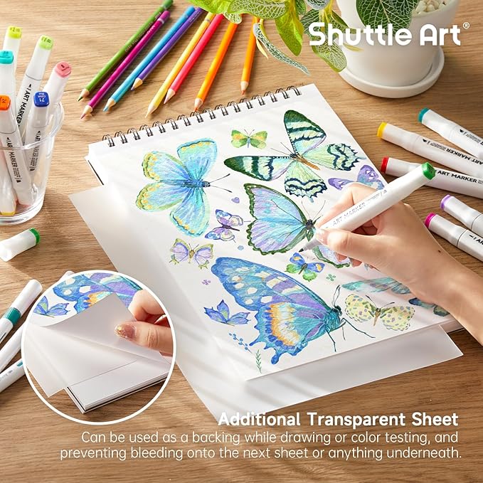 Shuttle Art Marker Pad, 12”x9” Portable Sketchbook, 70 Sheets Marker Drawing - Image 5