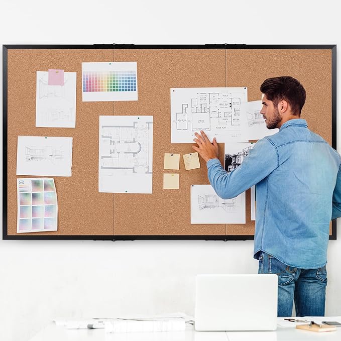 Board2by Extra Large Cork Bulletin Board 96" X 48", Foldable Notice Pin Board - Image 2