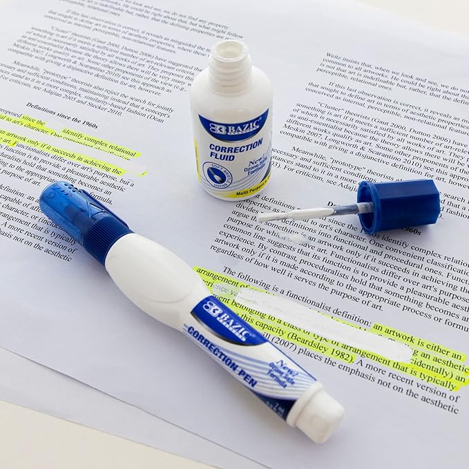 BAZIC Metal Tip Correction Pen & Correction Fluid - Image 3