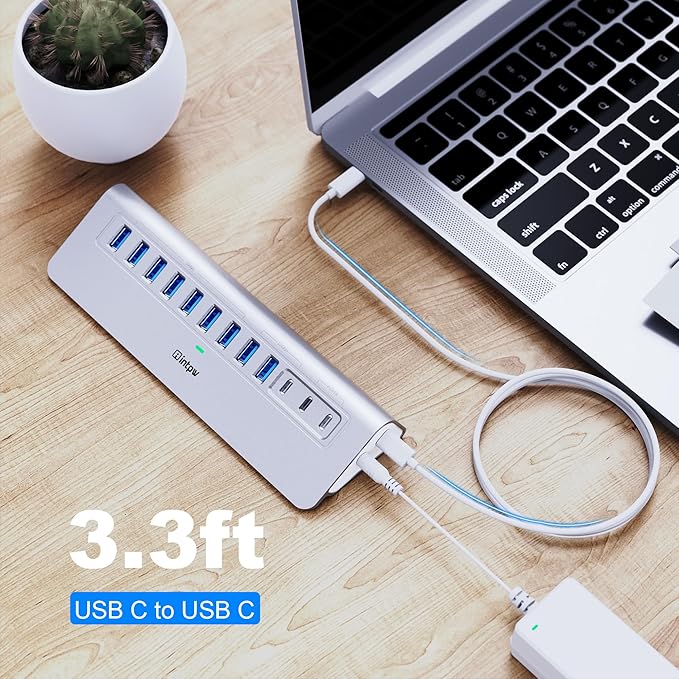 YH9AC Powered USB Hub 10Gbps, intpw 12 Port USB C Hub - Image 7