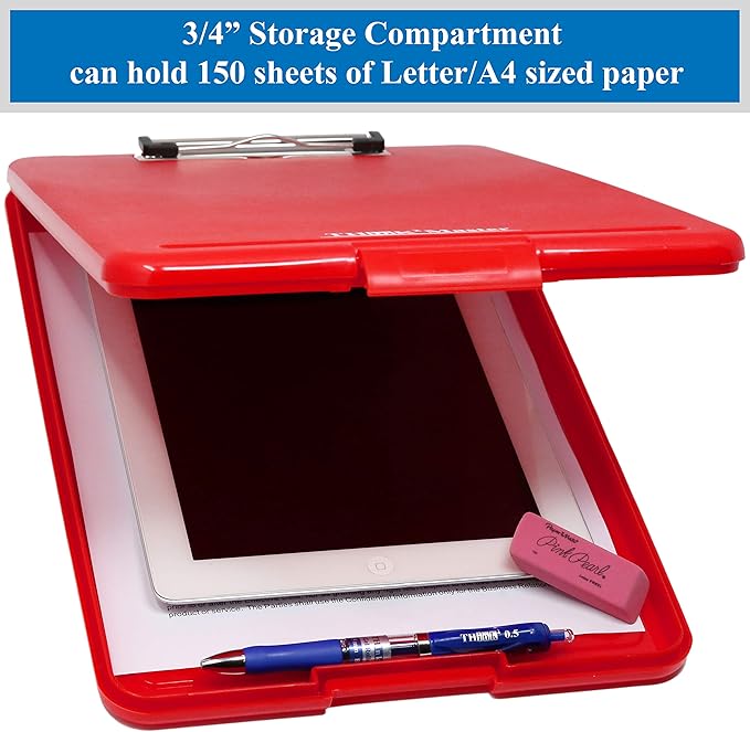 Think2Master Red Plastic Storage Clipboard. | 25% Heavier & Sturdier| Heavy - Image 3
