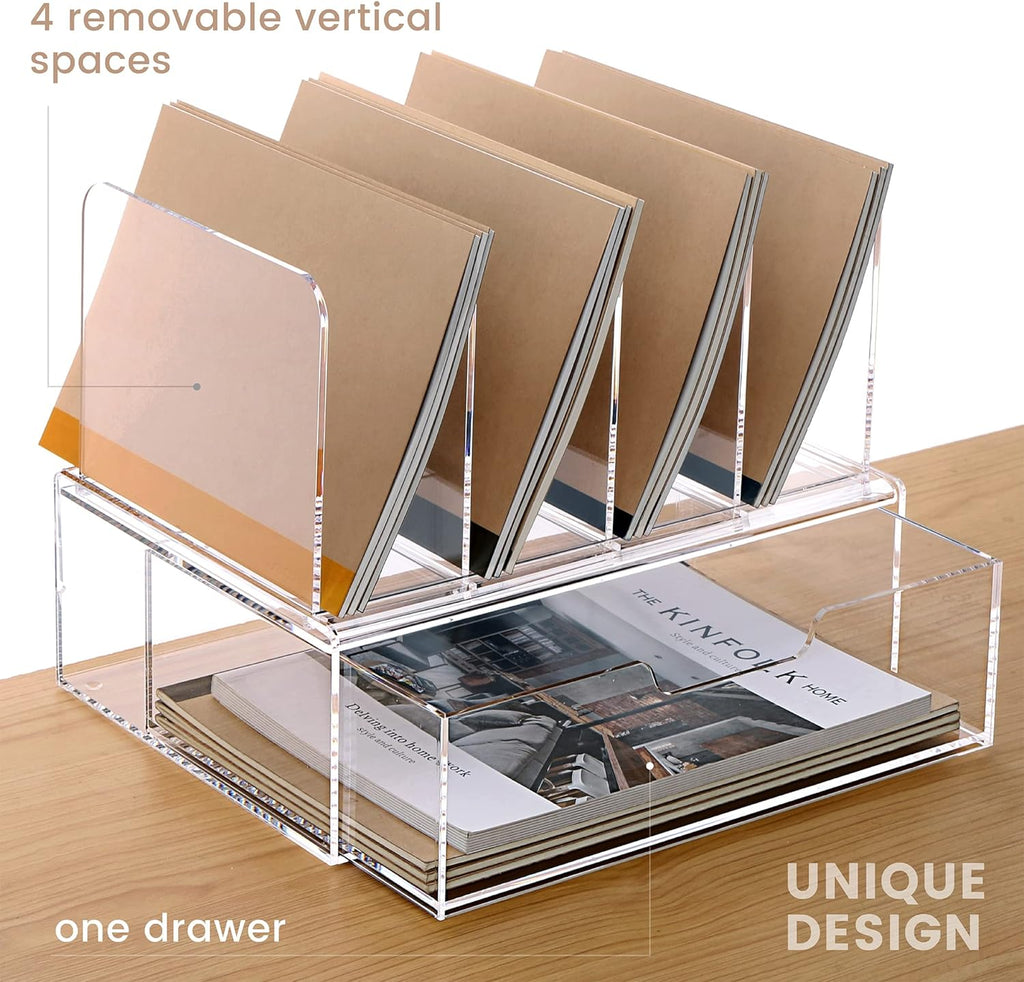 hezone desk organizers and accessories, acrylic desk organizer, side view