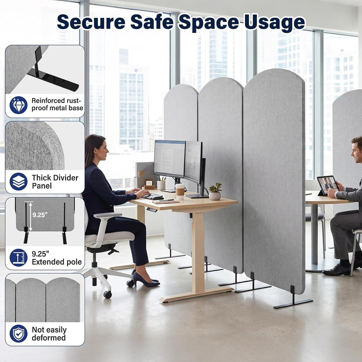 3 Panel Office Partitions with Whiteboard, 72" x 66" Temporary Wall...