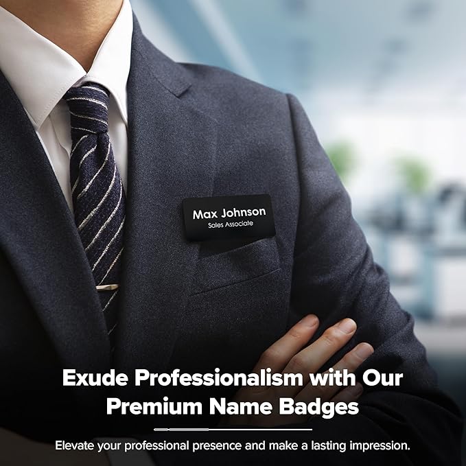 Custom Engraved Name Tags, Magnetic Black and White Name Tags, Personalized - Image 2