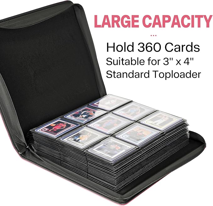 Sibonic 9 Pocket TopLoader Binder, Holds 360 3”x4” Toploader Hard Cases - Image 4