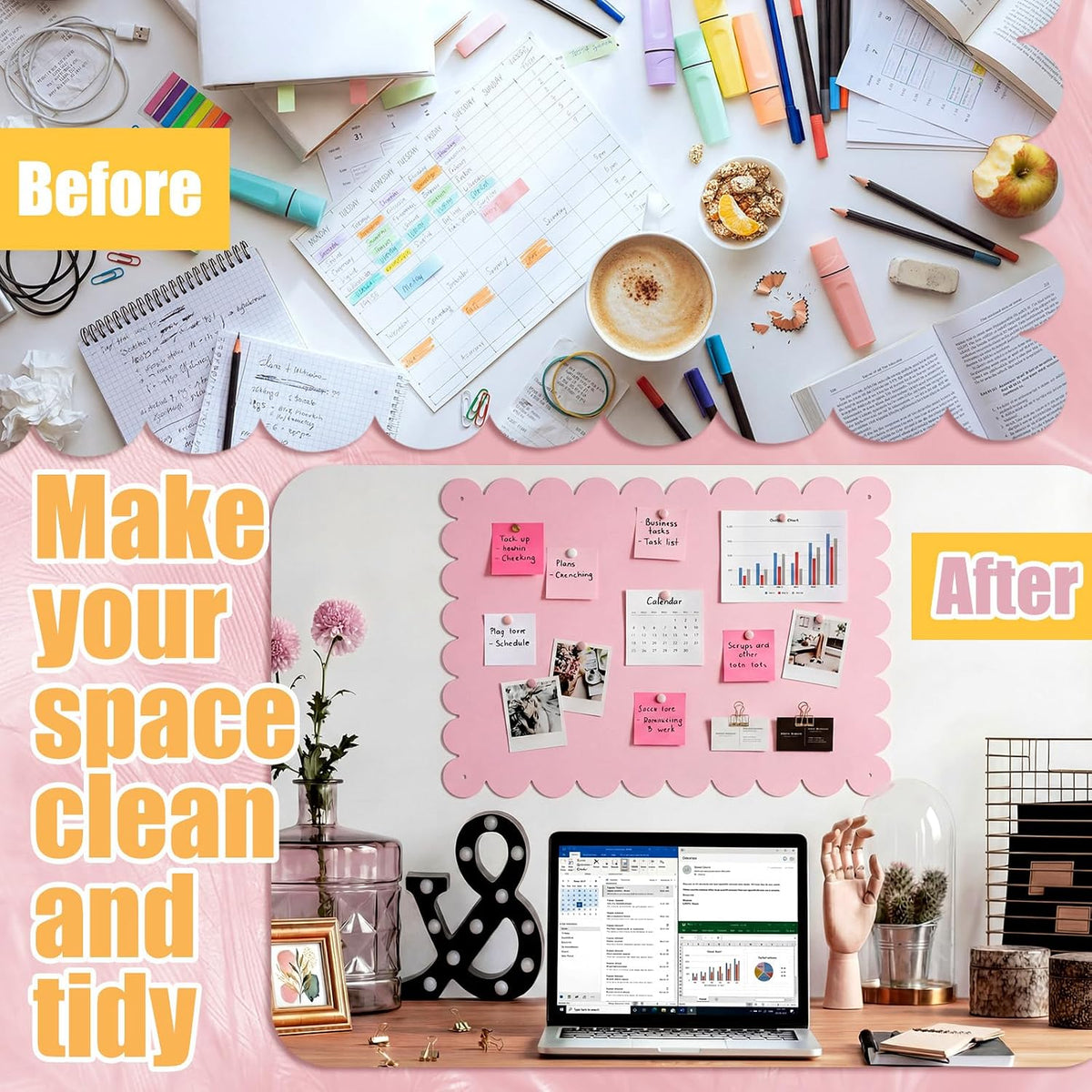 3 Pack Magnetic Board for Wall 16.1 x 13 Magnet Bulletin Board, Pink