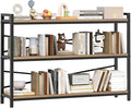 3 Tier Bookcase 47.24" Width, Long Industrial Book Shelf, Vintage Wooden Large by Homeiju