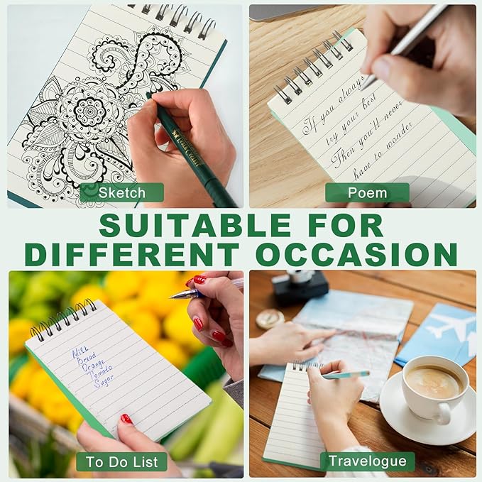 Tenceur 8 Pcs Pocket Notebook Bulk Small 3x5 Inch Spiral Notepads Mini Top - Image 6