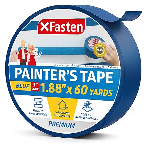 XFasten Blue Painters Tape 1.88 Inch x 60-Yards 1" Core, Wall Safe Masking Tape by XFasten