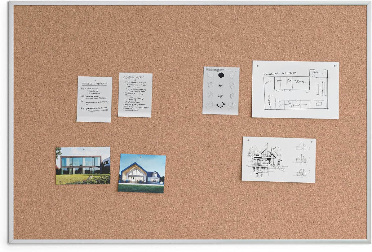 U Brands Corkboard Bulletin Board, Silver Framed Cork Board, 48 x 72