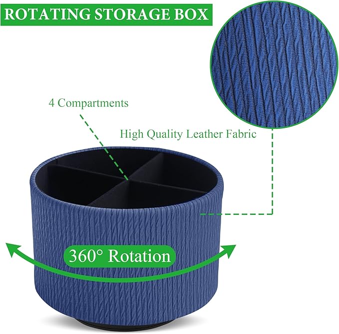 Hennaja Round Leather Art Supply Organizer, Remote Control Holder, 360 Degree - Image 3