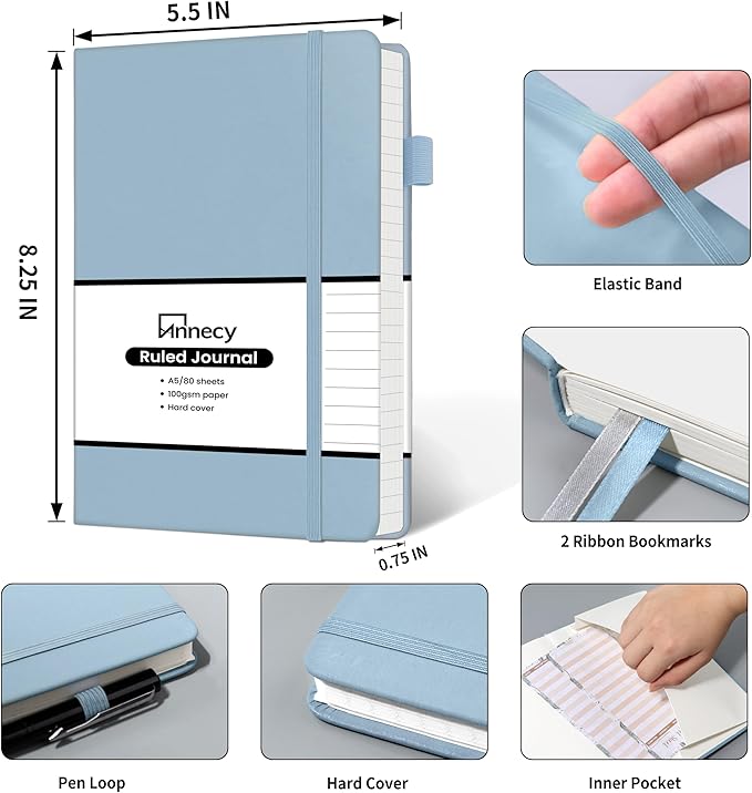 Annecy Lined Journal Notebook, Hardcover Leather Journal - Image 3