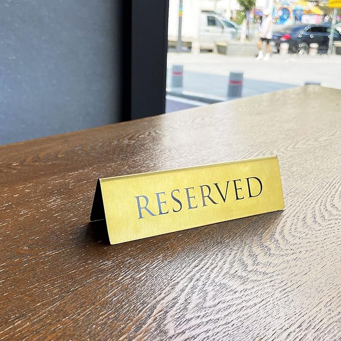 Golden Metal Table Top Reserved Sign - Image 3