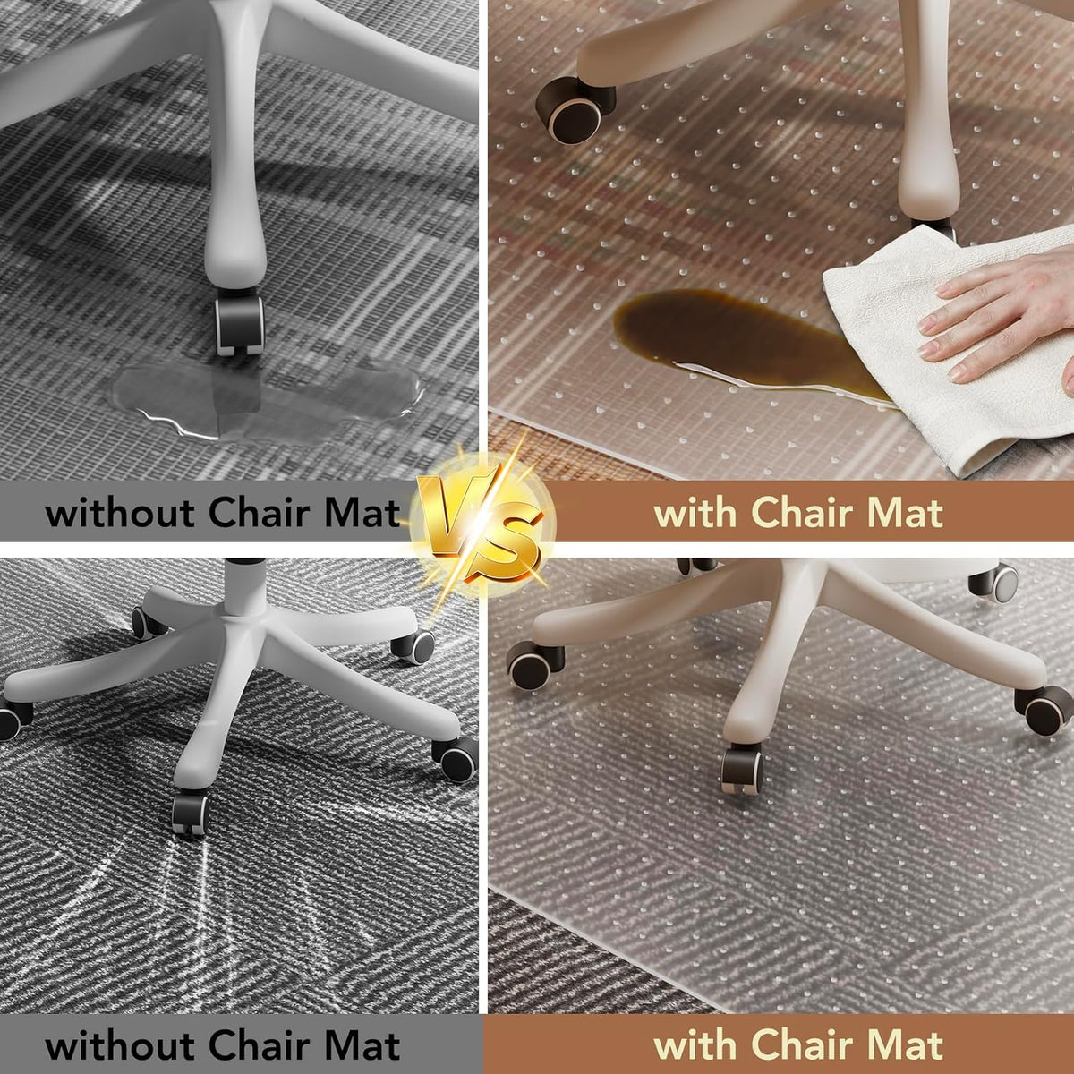 Office Chair Mat for Low Pile Carpet, 45" x 53" Clear Plastic