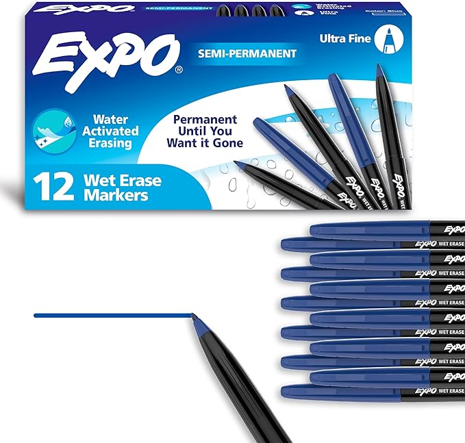 EXPO Wet Erase Markers, Semi-Permanent, Ultra Fine Tip, Organizing by EXPO