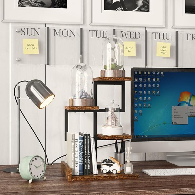 YMYNY Desktop Shelf Organizer, 4 Tier Storage Display Rack, Desk Shelf - Image 7