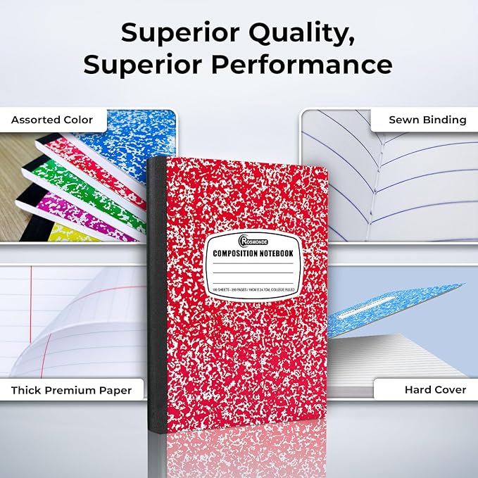 Rosmonde 12 Pack Bulk Composition Notebooks College Ruled, 200 Pages, 9-3/4 x - Image 2