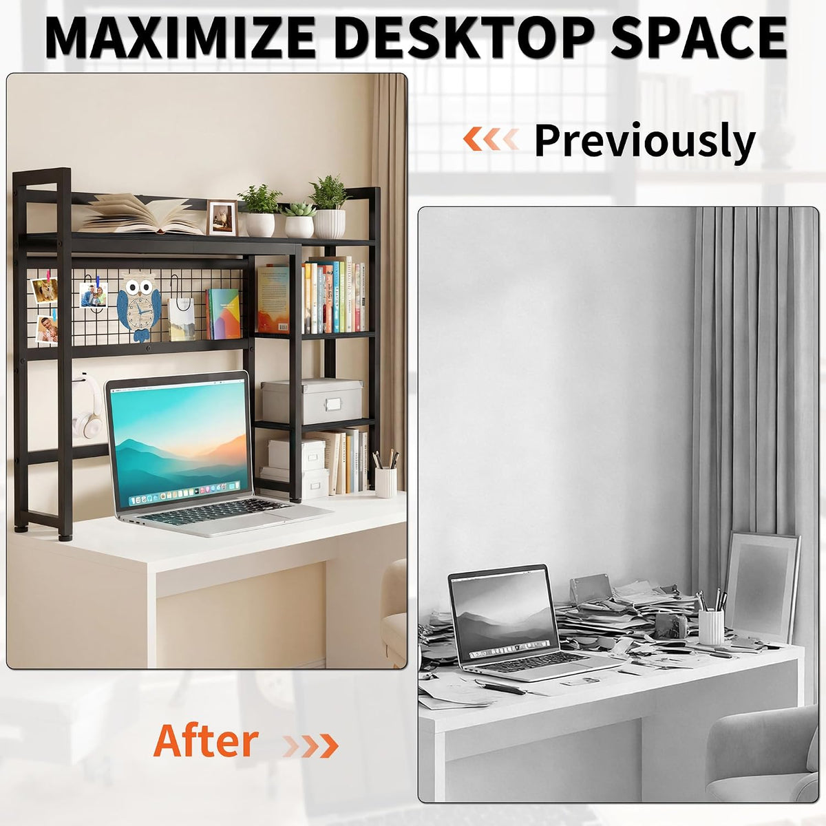 IBVIVIC Desktop Shelf, 38.5'' Desktop Organizer Shelf for Computer Mo...