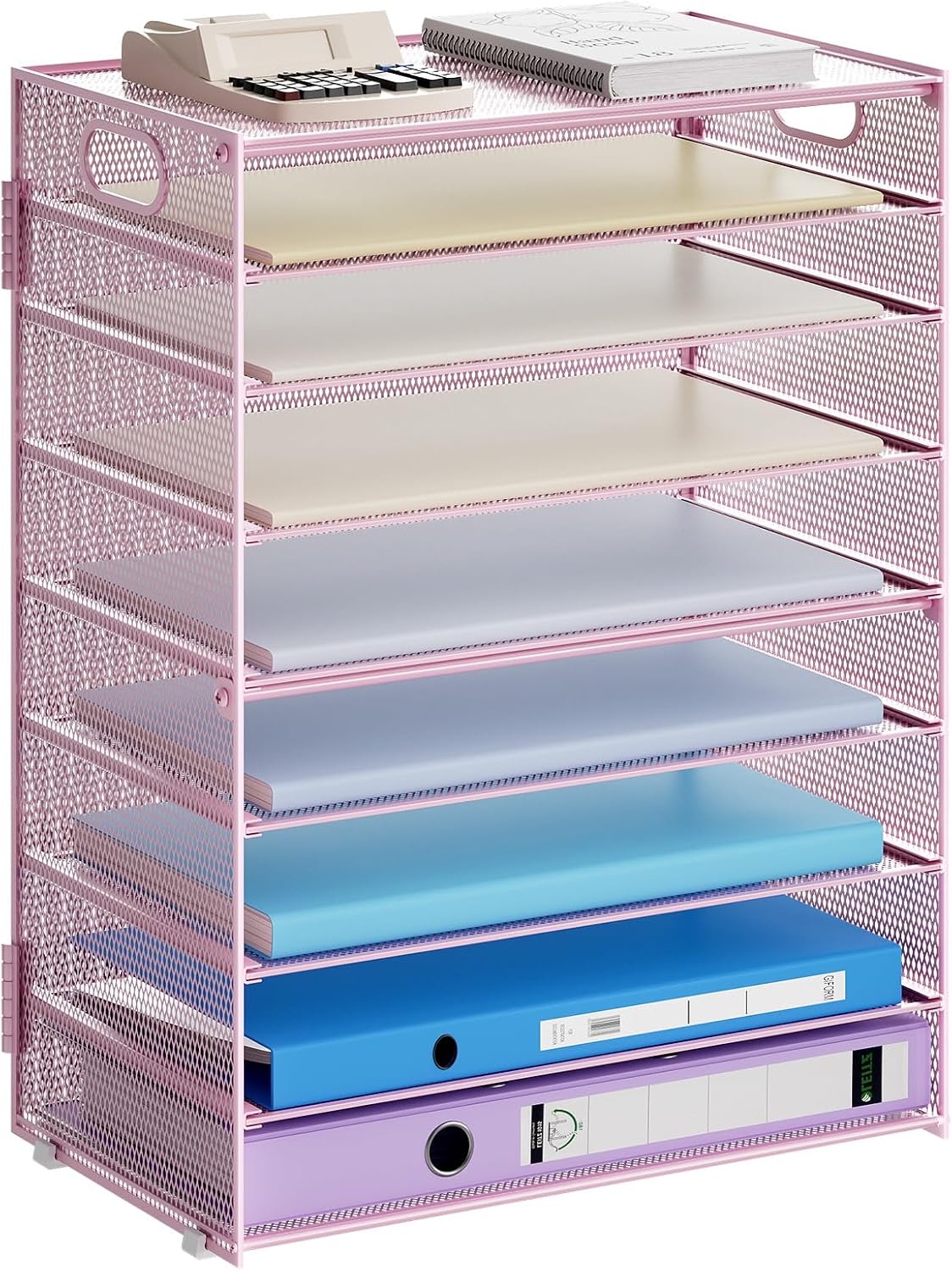 Marbrasse Paper Organizer Letter Tray, 9 Tier Mesh File Organizer with Handle...