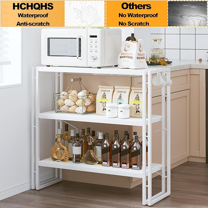 HCHQHS Bookshelf, 3-Tier Industrial Bookcase, Freestanding Horizontal - Image 5