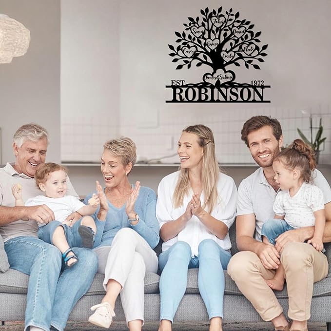 Personalized Family Tree Metal Sign Custom Last Name Sign Tree of Life Wall Art - Image 4