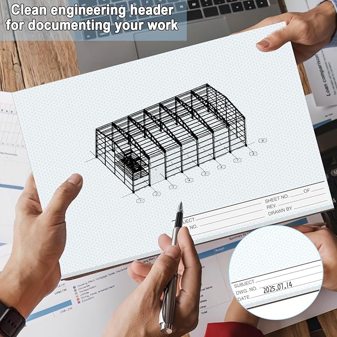 2 Pack 50 Sheets 22" x 17" Isometric Graph Paper Pad Landscape - Image 4