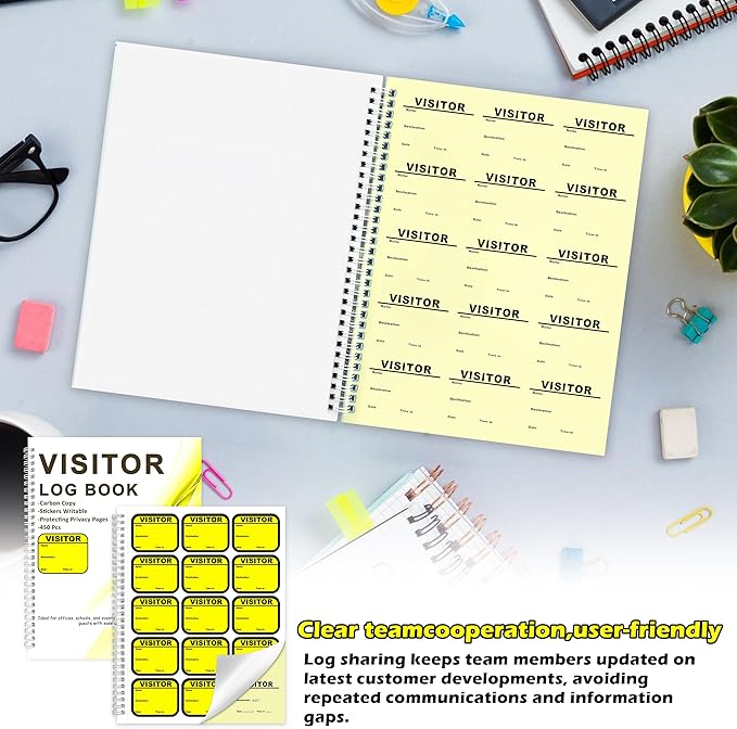 2 Pack Visitor Badges with Carbon Copy Visitor Stickers Letter Size Visitor Log - Image 8