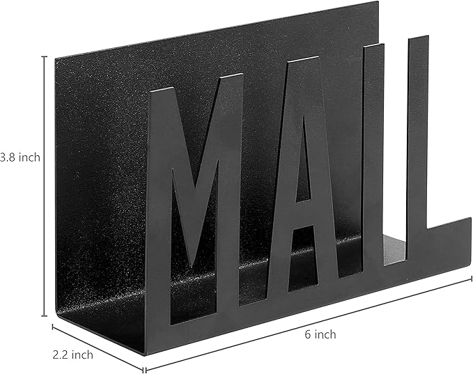 MyGift Mail Holder Organizer Countertop Modern Metal Black - Image 3