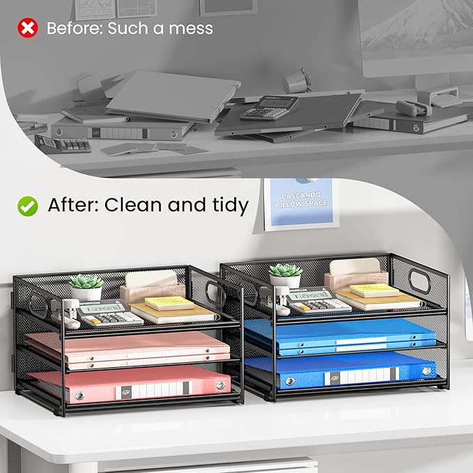 Subekyu 2-Pack 3-Tier Paper Letter Tray Organizer - Image 2