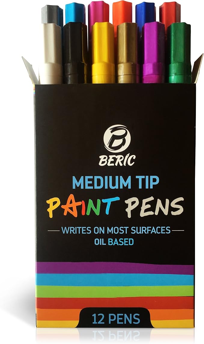 Premium Paint Pens by Beric 12 pack, Oil-based Paint Marker, Medium Point - Image 2