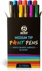 Premium Paint Pens by Beric 12 pack, Oil-based Paint Marker, Medium Point - Image 2