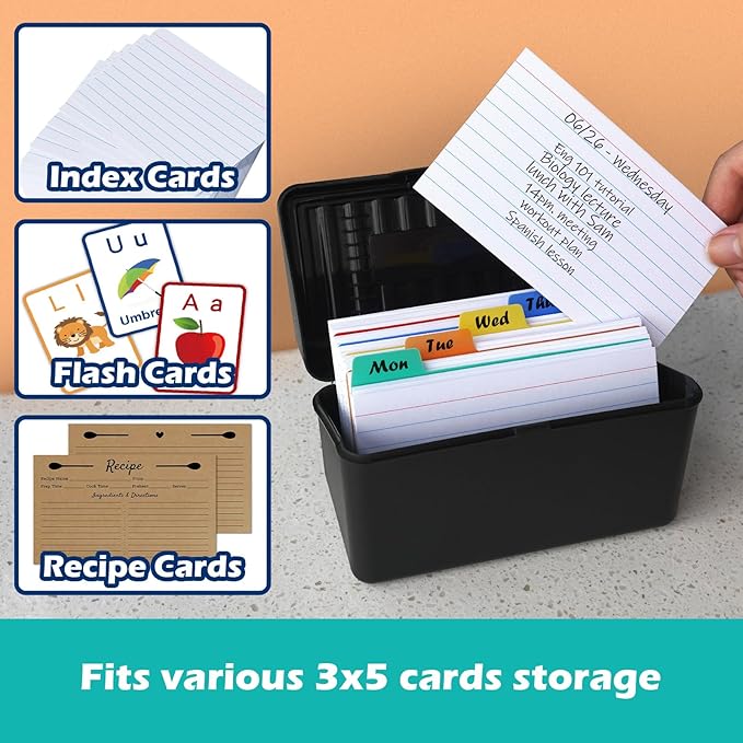 Olivo Index Card Holder Box 3x5 Flash Note Card Holder Storage File Box - Image 6