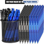 deegtran Pens Bulk, 100 Pack No Bleed Black & Blue Ink Click Pens - Image 2