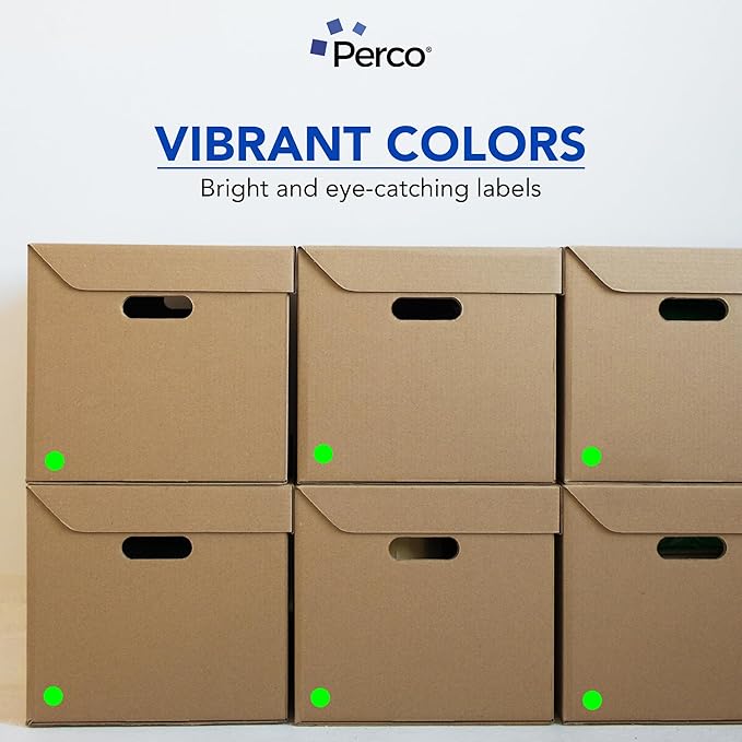 Perco Fluorescent Green 1-Inch Round Circle Dot Sticker Labels - Image 6