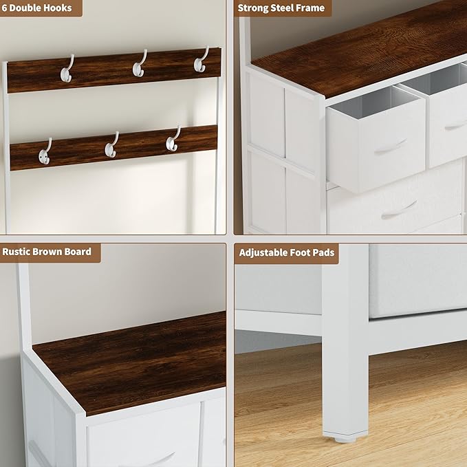 YKVIQBY 8 Drawer Dresser with 6 Double Hooks, 68.9" Tall Closet Organizer and - Image 6