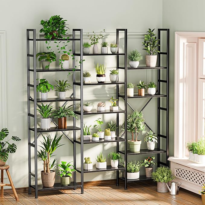 SUPERJARE Triple 6 Tier Bookshelf, Bookcase - Image 2