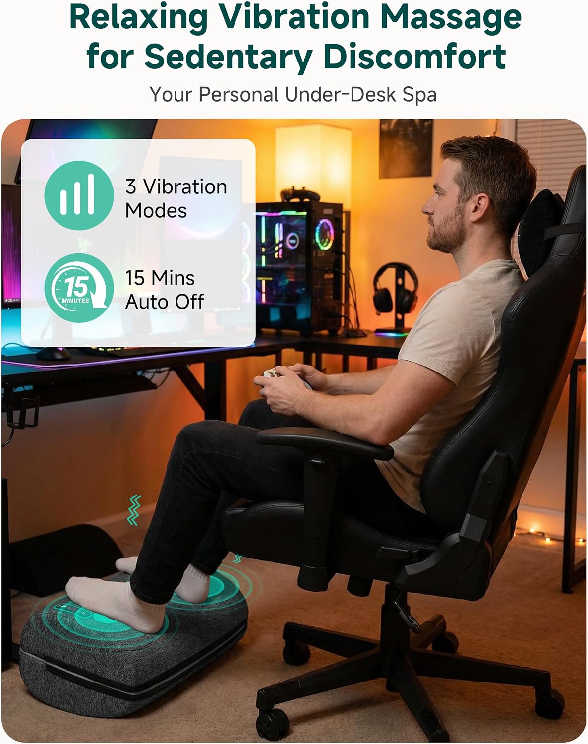 Snailax Ergonomic Foot Rest Under Desk with Heat, Vibration & Swing
