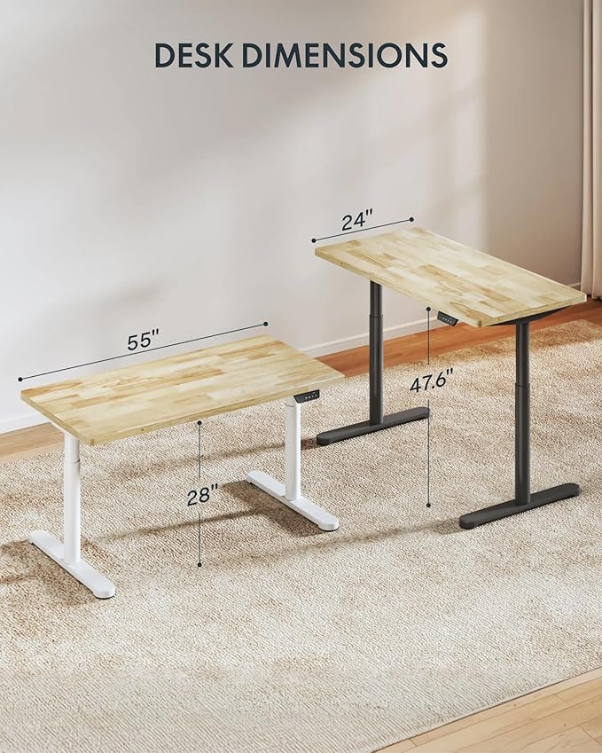 FLEXISPOT Solid Rubberwood Electric Standing Desk - Image 2
