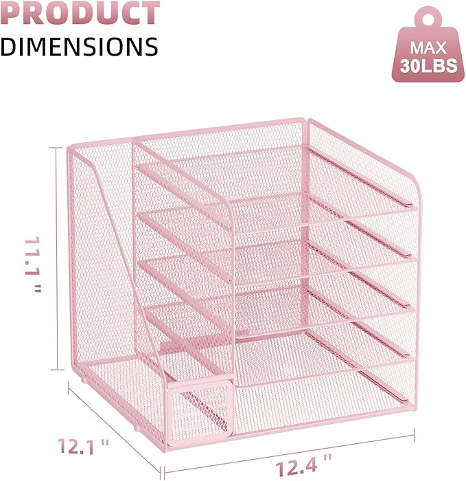 Marbrasse Desk Organizers and Accessories, 5-Tier Paper Letter Tray Organizer - Image 6