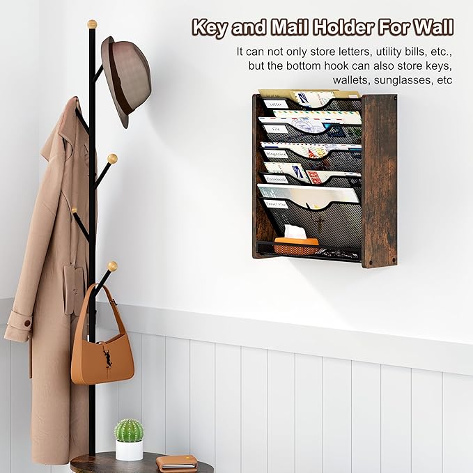 PAG-Mass Wall File Organizer, 6 Tier Mesh Mail Organizer Wall Mounted, Hanging - Image 3