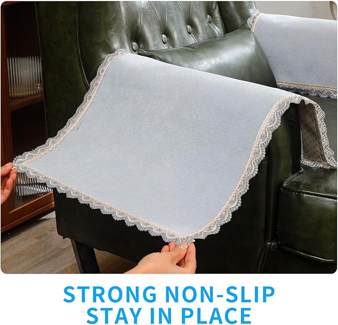 MINJIATEX Couch arm Covers, Non-Slip lace Sofa arm Covers Set of 2 Washable - Image 4