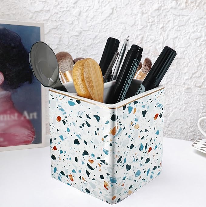 LEAZUL Pen Pencil Holder, Makeup Brush Holder, Ceramic Remote Control Holders - Image 2
