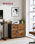 vasagle 4-drawer lateral file cabinet, compact, locking, printer shown in use