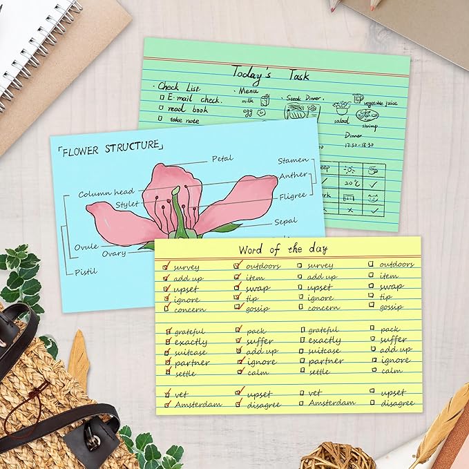 Chell Extra Heavyweight Index Cards 4x6 Inch, No Bleed-Through, Ruled Front and - Image 6