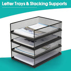 AZFUNN Wire Mesh Letter Trays Paper Tray Desk File Organizer, 2 Pack Stackable - Image 3