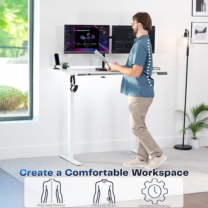 VIVO Electric Dry Erase 60 x 24 in Standing Desk, Memory Height Adjustment - Image 3