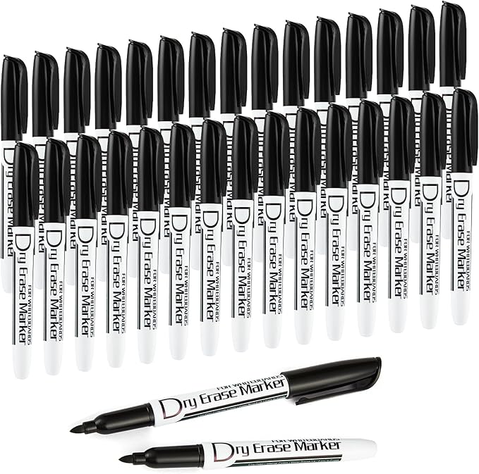 Volcanics Black Dry Erase Markers Low Odor Fine Whiteboard Markers Thin Box of by Volcanics